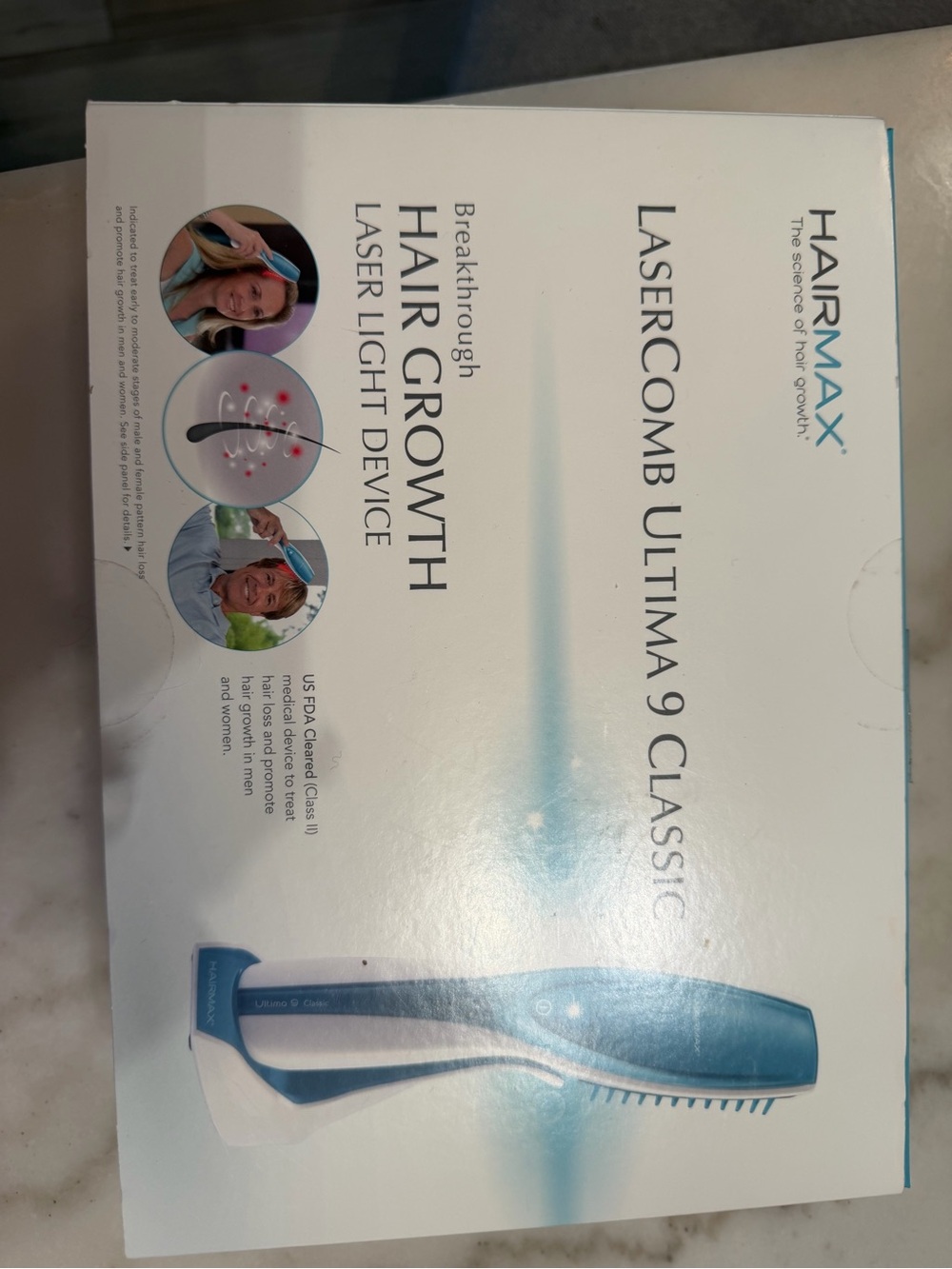 HairMax LaserComb Ultima 9 Classic Hair Growth Device - Blue